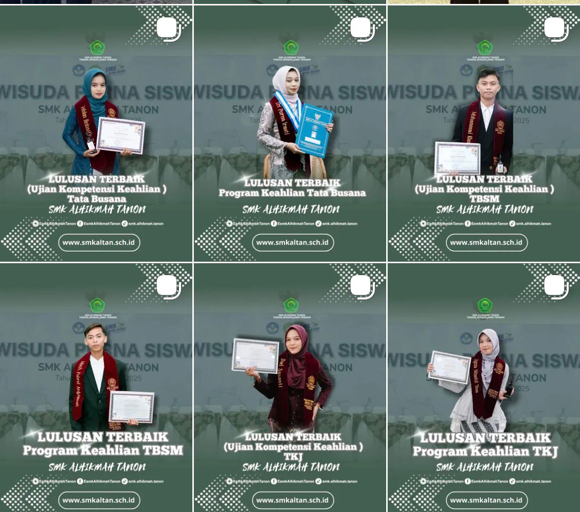 Selamat kepada Para Lulusan Terbaik, SMK Alhikmah Tanon 2024/2025